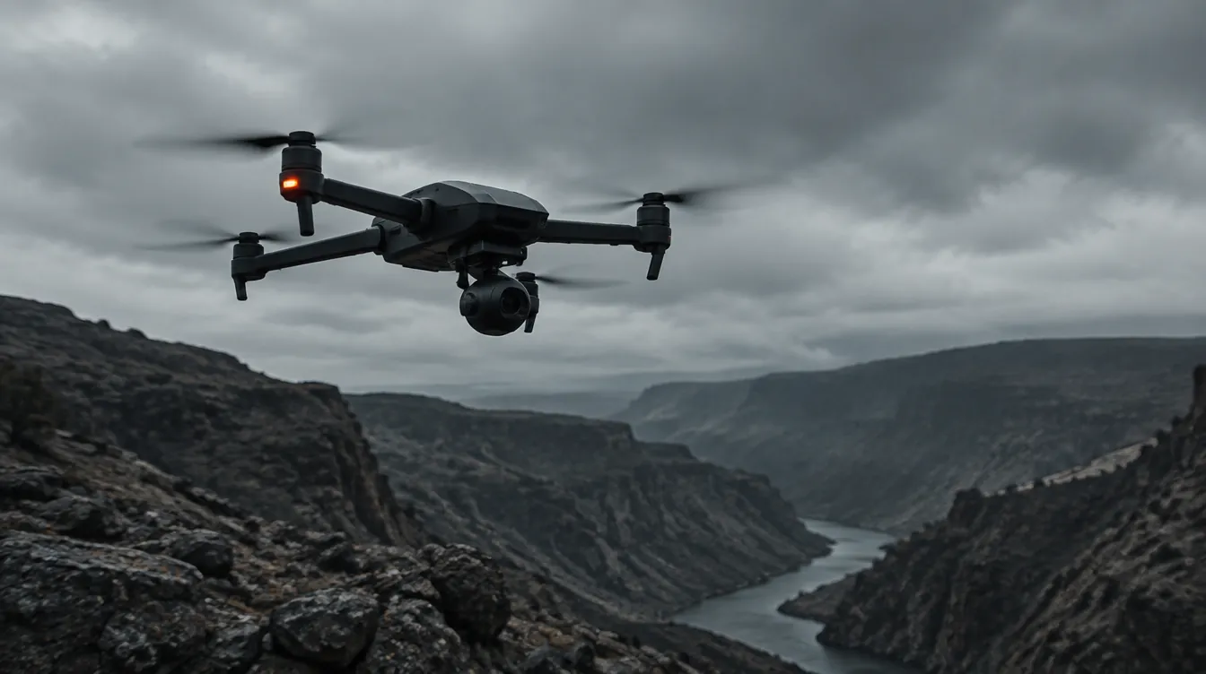 Small unmanned aircraft over terrain